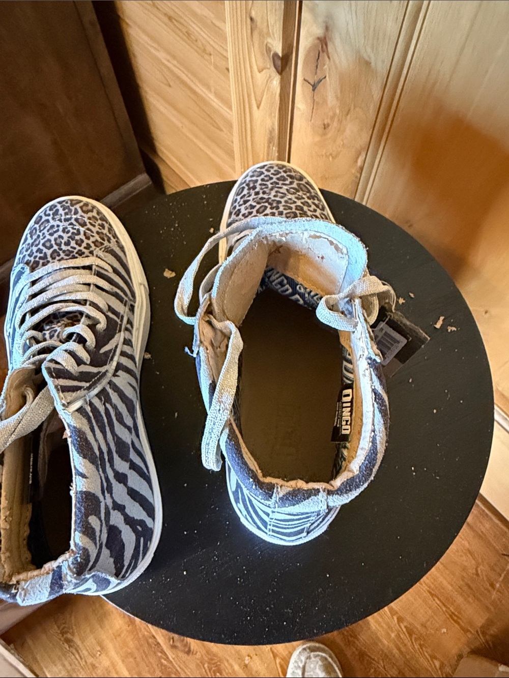 Dingo Women Black & White Zebra-Print High-Top Sneakers with Leopard Toe Accent - Picture 6 of 6